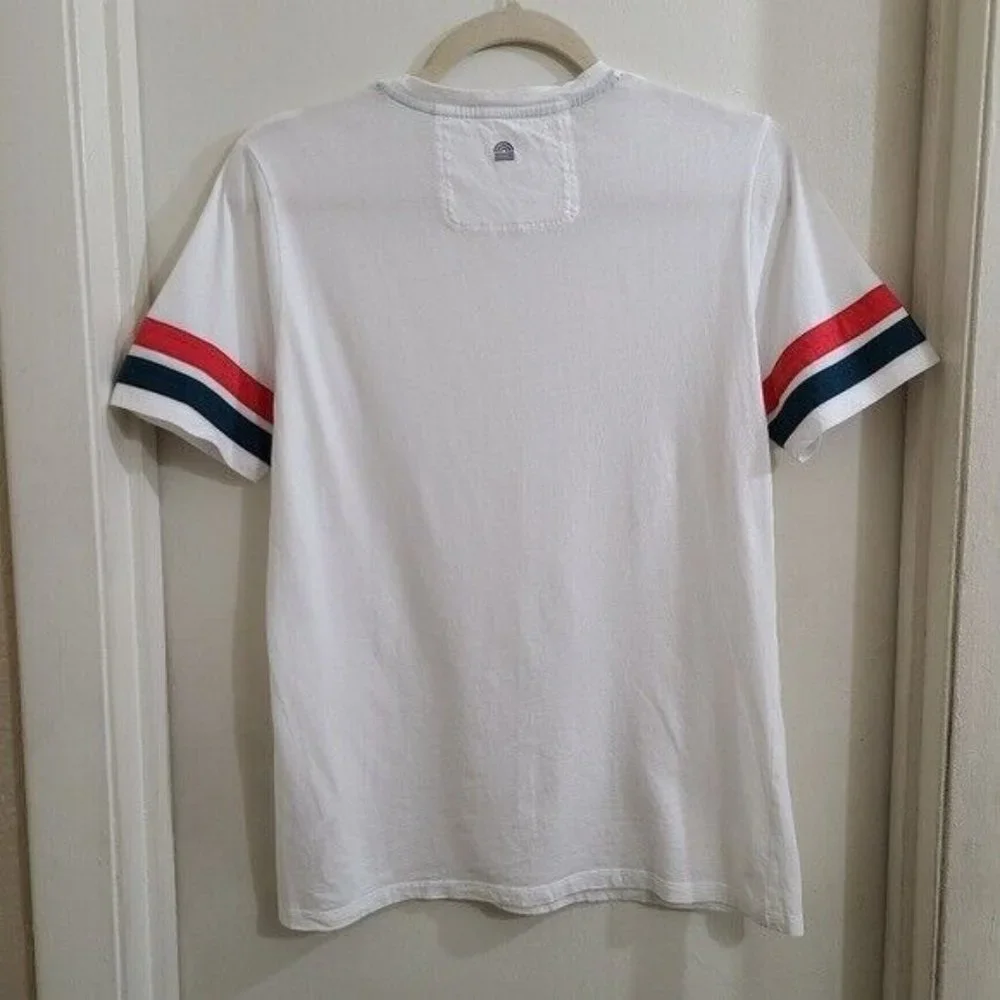 LNDR Womens White Striped Sleeve Short Sleeve T-Shirt XS